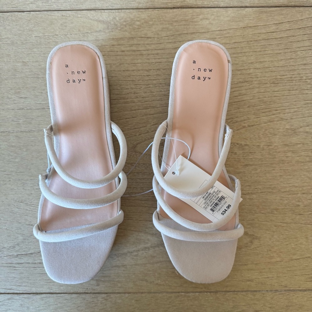 A New Day Women's Cream Strappy Sandals